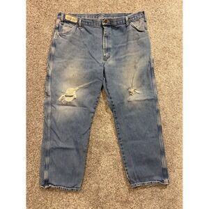 Dickies Carpenter Jeans Mens 40X30 Blue Denim Distressed Relaxed Fit Work Pants*